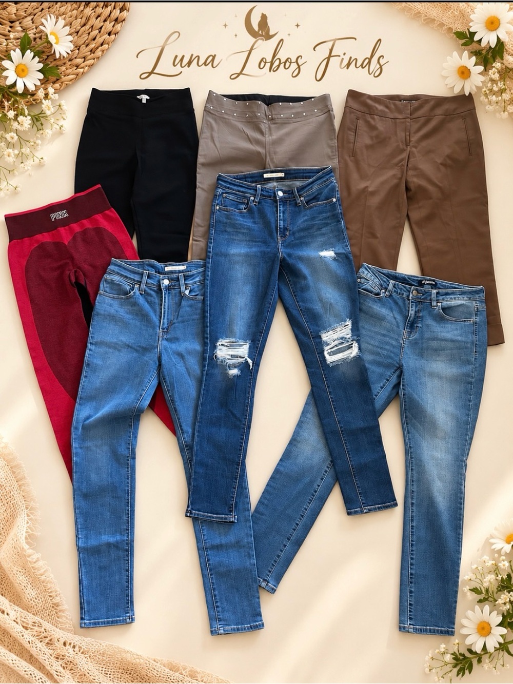 Women’s Legging & Jeans Bundle of 7 Size M Levi’s, Victoria Secret Pink